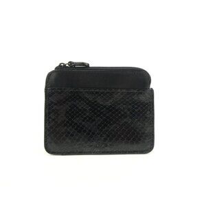 Fossil Black Embossed Leather Zip Coin Purse